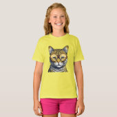 T-shirt Chat Kitty cool avec lunettes (Devant entier)