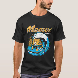 T-shirt Chat Kitty Distressé Meowi Maui Hawaii Surf Hang L