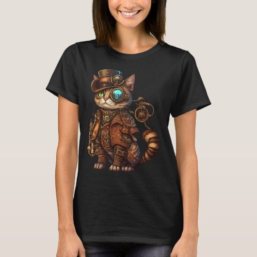 T-shirt Chat Kitty Kitty Steampunk (Devant)