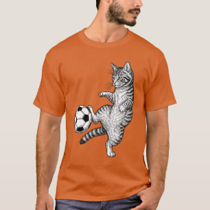 T-shirt Chat Kitty Mignon Jouant au Football Mère de Famil