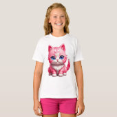 T-shirt Chat Kitty Rose Cute (Devant entier)