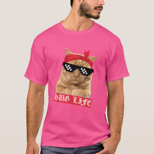 T-shirt Chat Kitty Thug Gansta Drôle Gangster Vie de Câlin
