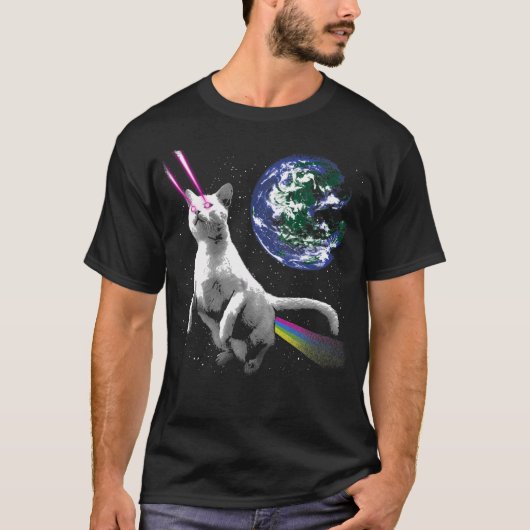T-shirt Chat Laser Dans L'Espace - Astronaut Chat Devant P (Devant)