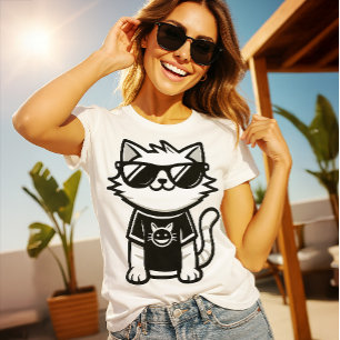 T-shirt Chat le plus frais du monde avec lunettes de solei