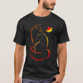 T-shirt Chat Leaf Automne Bonjour Automne Pour Cute Kitten (Devant)