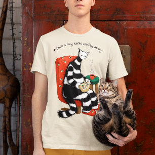 T-shirt Chat Lecteur - Un Livre Par Jour Éloigne La Réalit