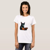 T-shirt Chat lecture d'un livre (Devant entier)
