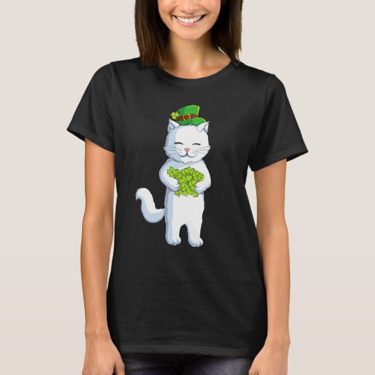 T-shirt Chat Leprechaun Happy Jour de la Saint Patrick irl (Devant)