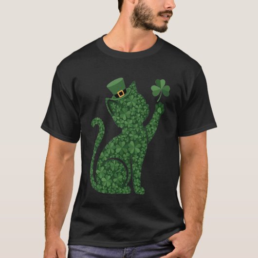 T-shirt Chat Leprechaun Saint Patrick Journee Chat Irlanda (Devant)