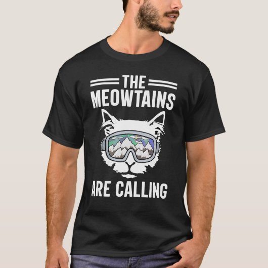 T-shirt Chat Les Meowtains appellent Snowboard Ski Mounta (Devant)
