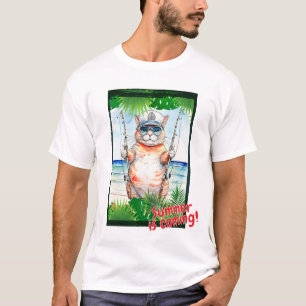T-shirt Chat "L'été arrive !"