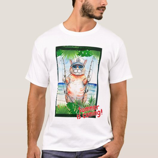 T-shirt Chat "L'été arrive !" (Devant)