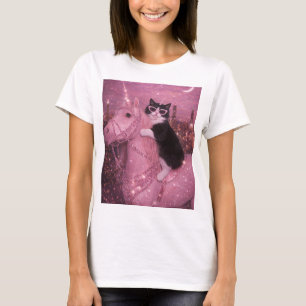T-shirt Chat Licorne Glamour sous la ville scintillante
