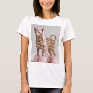 T-shirt Chat Licorne Léopard Glamour en Talons à Fourrure