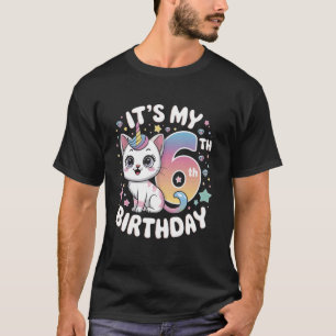 T-shirt Chat Licorne Magique Anniversaire Pour Filles De 6