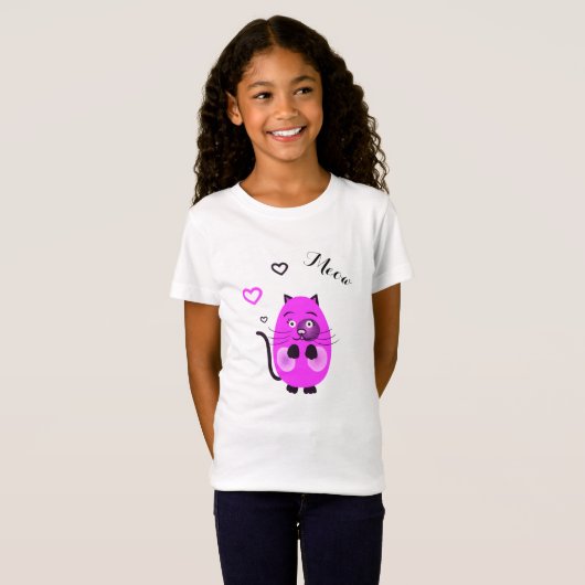 T-Shirt Chat lilas mou (Devant entier)