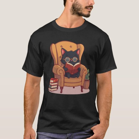 T-shirt chat lisant mignon (Devant)