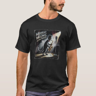 T-shirt Chat lisse avec saxophone sous les projecteurs du