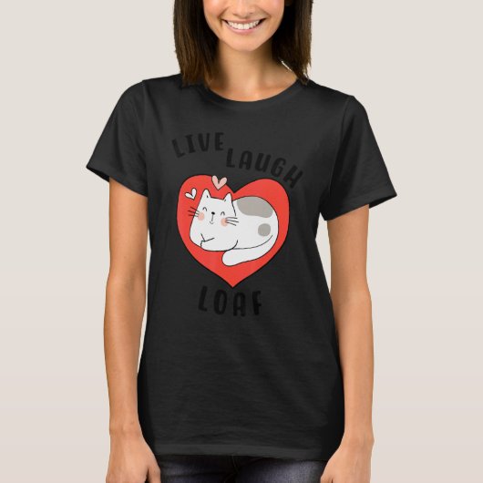 T-shirt Chat Loafing Pour Chat Maman Coeur Sleepy Kitty Li (Devant)