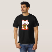 T-shirt Chat Lucky de MANEKI-NEKO - Blanc (Devant entier)
