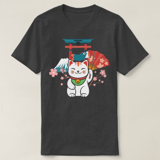 T-shirt Chat Lucky Japonais Sakura Torii (Design devant)