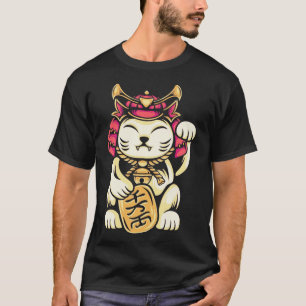 T-shirt Chat Lucky Japonais Samurai Maneki Neko Fortune