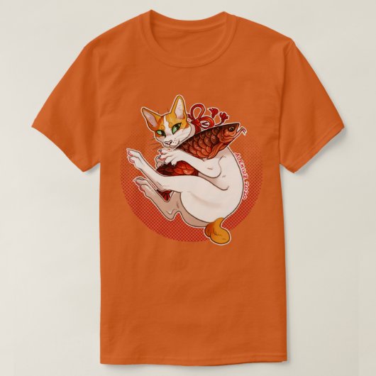 T-shirt Chat Lucky Orange (Design devant)