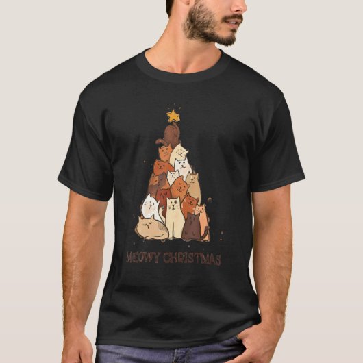 T-shirt Chat lumière de Noël Chat (Devant)