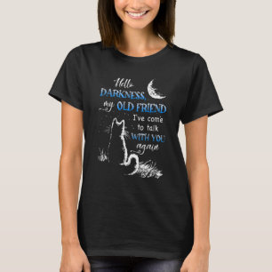 T-shirt Chat Lune Bonjour Obscurité Mon Vieux Ami Nuit Cha