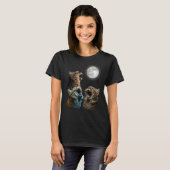 T-shirt Chat Lune Trois Chats Se Battant À Lune Chats hurl (Devant entier)