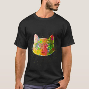 T-shirt Chat lunettes de soleil 80s éclaboussure de peintu