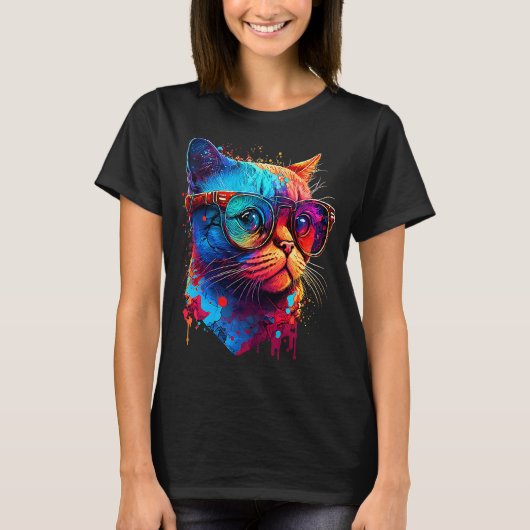 T-shirt Chat Lunettes de soleil Coeur Cute Kitten Chat (Devant)