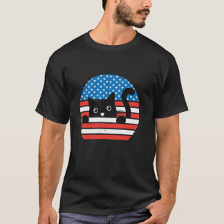 T-shirt Chat lunettes de soleil Drapeau Américain Chat Pat