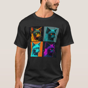 T-shirt Chat Lykoi Illustration Pop Animal Coloré Femmes