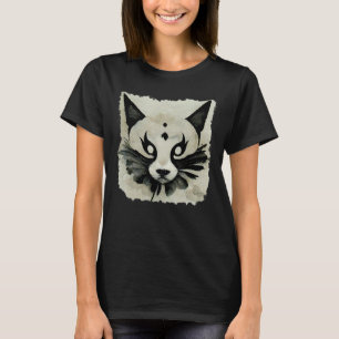 T-shirt Chat Lynx Encre Sumi Élégant Esthétique Asiatique