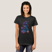T-shirt Chat mage avec chapeau de sorcier, potions enchant (Devant entier)