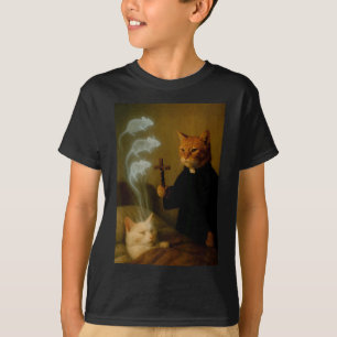 T-shirt Chat mage mème chat exorcisme souris humour fantai