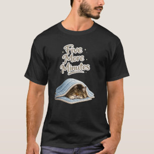 T-shirt Chat Maine Coon endormi Cinq minutes de plus Long