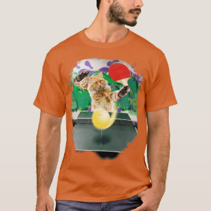 T-shirt Chat Maine Coon Jouant Table Tennis Ping Pong