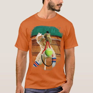 T-shirt Chat Maine Coon Jouer Tennis 1