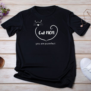 T-shirt Chat Maman Amour Forme et Simple Script blanc
