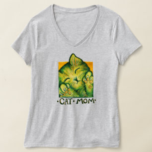T-shirt Chat maman Cute green kitty chats art