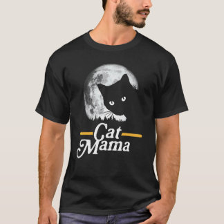 T-shirt Chat Maman Vintage Style Chat Rétro Pleine Lune Hu