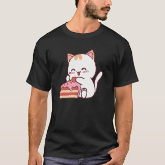 T-shirt Chat mangeant de délicieux gâteau de bonbons en ar