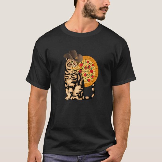 T-shirt Chat mangeant de la pizza (Devant)