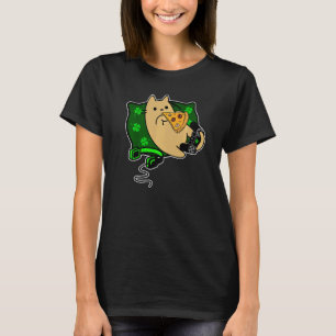 T-shirt Chat mangeant de la pizza et se détendant sur un c