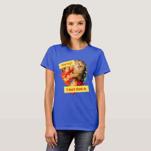 T-shirt Chat mangeant des boulettes de fromage (Devant entier)