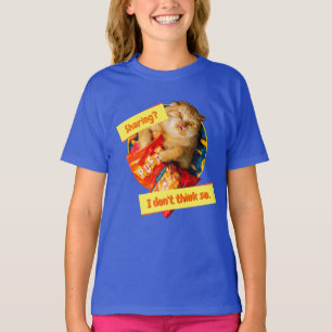 T-shirt Chat mangeant des boulettes de fromage