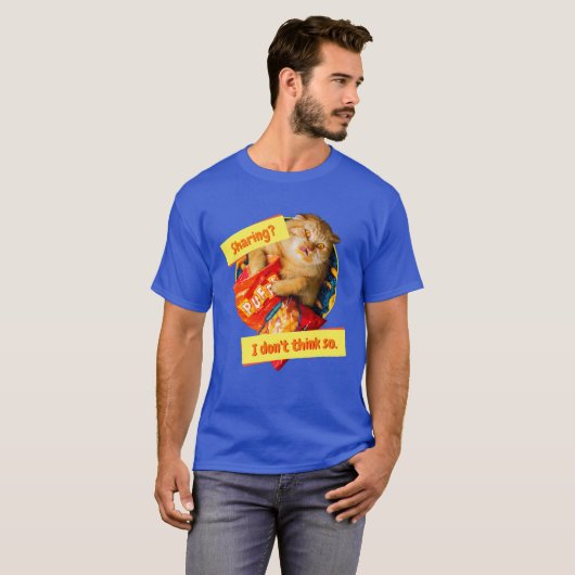 T-shirt Chat mangeant des boulettes de fromage (Devant entier)