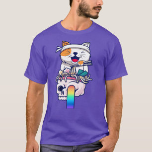 T-shirt Chat mangeant des nouilles de ramen dans un